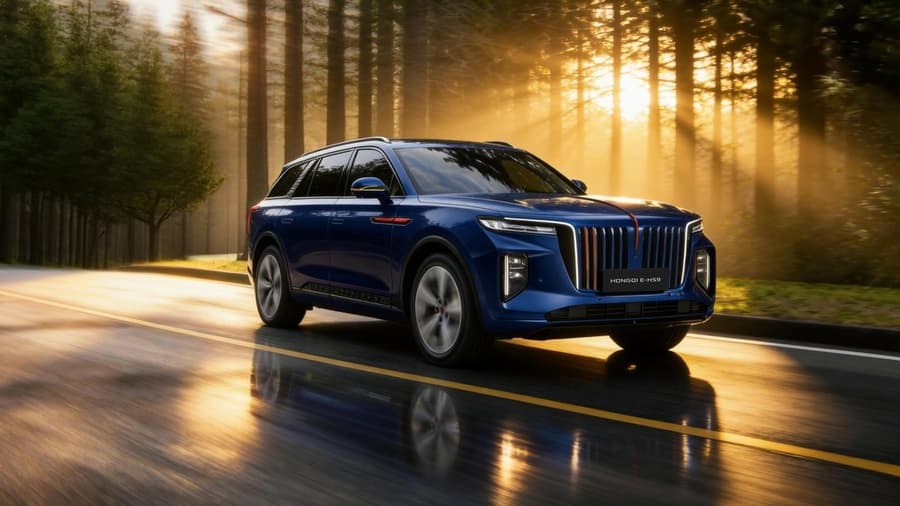 Hongqi E-HS9 electric flagship rear three-quarter