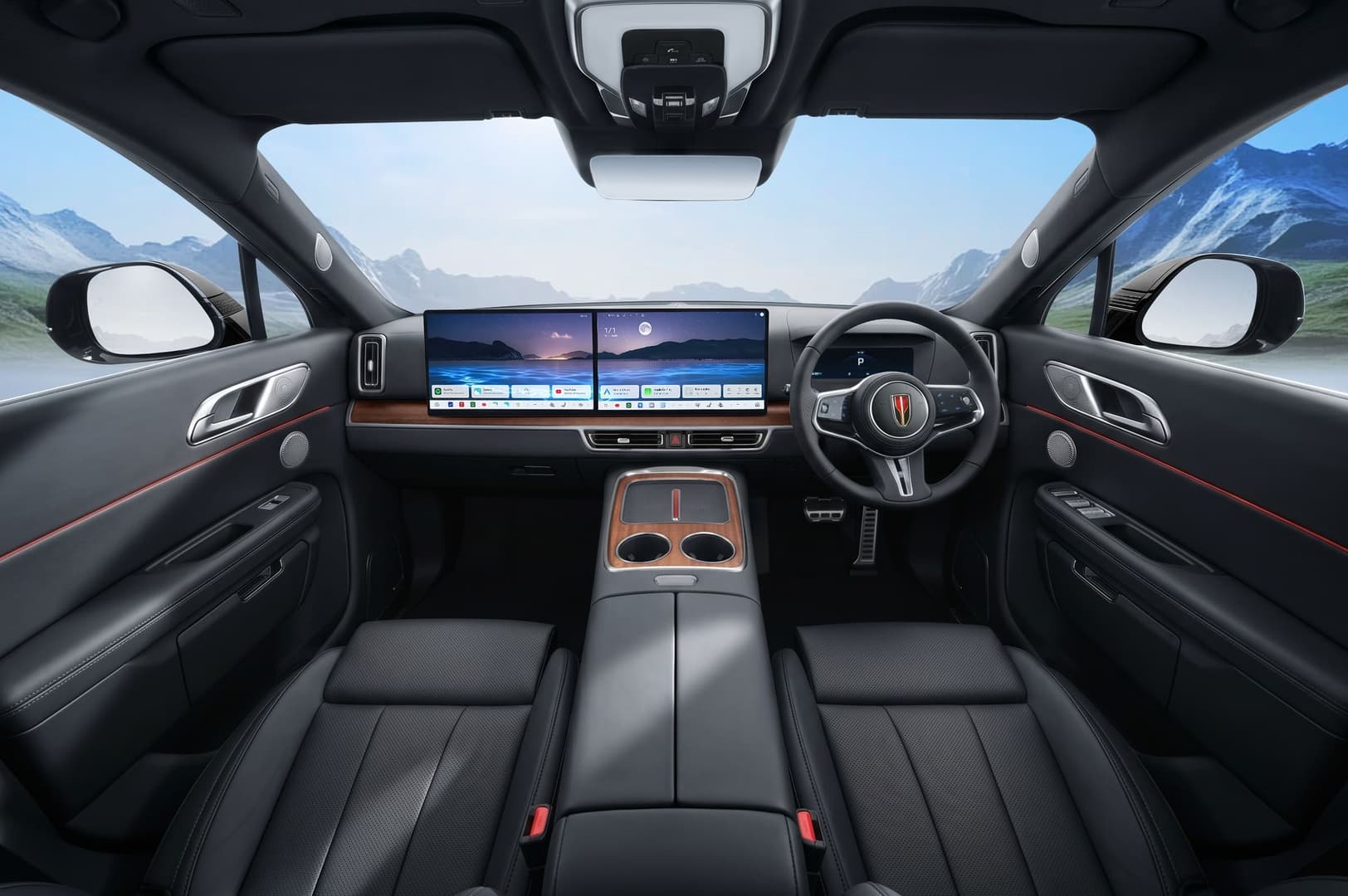 Hongqi E-HS9 black executive interior